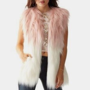Guess Faux Fur Pink to white Ombre Vest, Size S